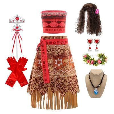 Kids' Moana Cosplay Two-Piece Set: Skirt & Grass Skirt Costume