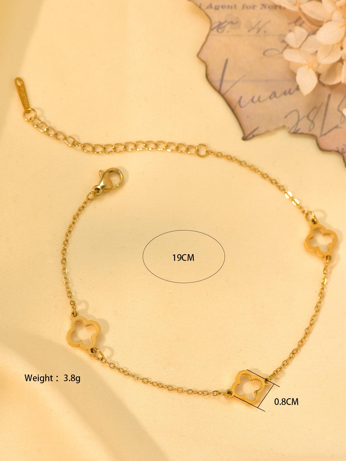 

1 комплект ожерелье-браслет-серьги из нержавеющей стали с лепестками-четырехлистниками, популярные женские украшения, сувениры для вечеринок