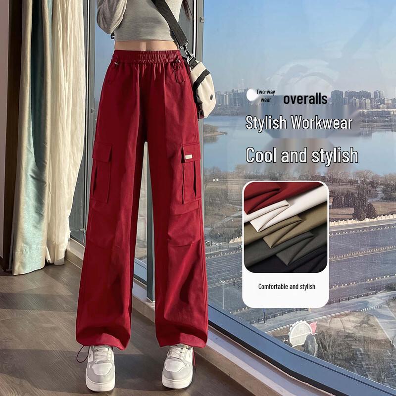 Women's American Retro High-Waist Two-Wear Wide-Leg Cargo Pants