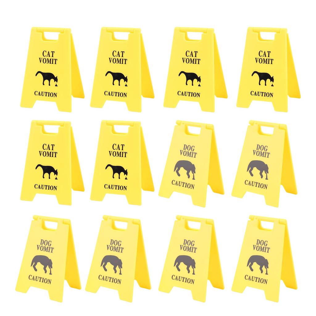 Cat Vomit Caution Sign Plastic Innovative Design Obvious Dogs Vomits Warning Sign for Indoor