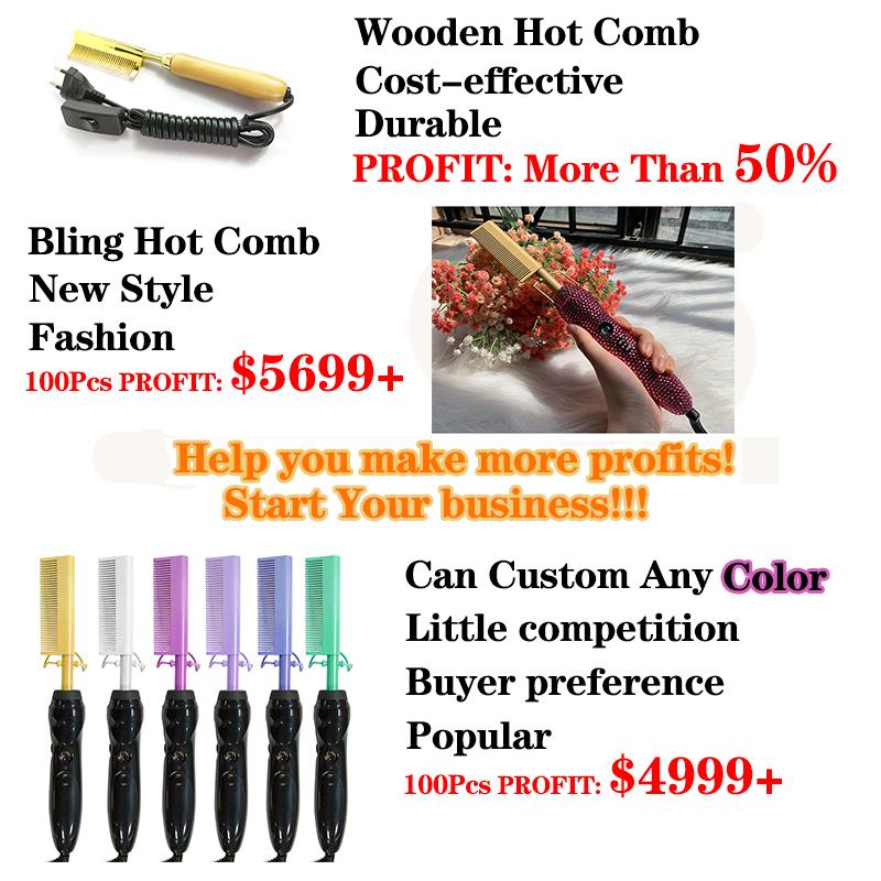 Masterlee Custom Logo Hot Hair Comb Professional Hair Straightener Electric Copper Heater Comb