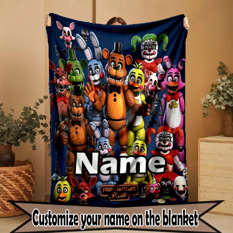 Custom Name Personalized Five Nights at Freddy's Print Blanket, Home Decor, Bedroom, Sofa, Camping, Couch, Gifts for Birthday Christmas