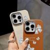 Cute Bowknot Print Leather Texture Slim Magnetic Case For iPhone 16 Pro Max 15 14 Pro 13 12 11 for MagSafe Shockproof TPU Soft Matte Phone Cover
