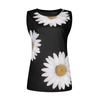 Women's Printed Tank Top Casual Loose Chrysanthemum Sleeveless Round Neck Top