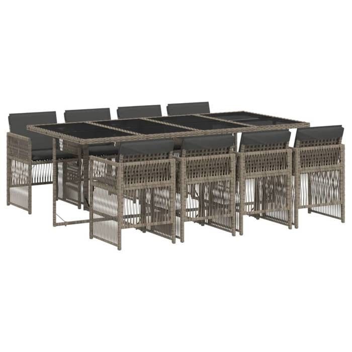 VidaXL Ensemble à manger de jardin 9 pcs avec coussins Gris 3210920