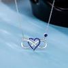 Collier - BlingGem - Coeur Infini - Argent 925 - Oxyde de Zirconium - Bleu
