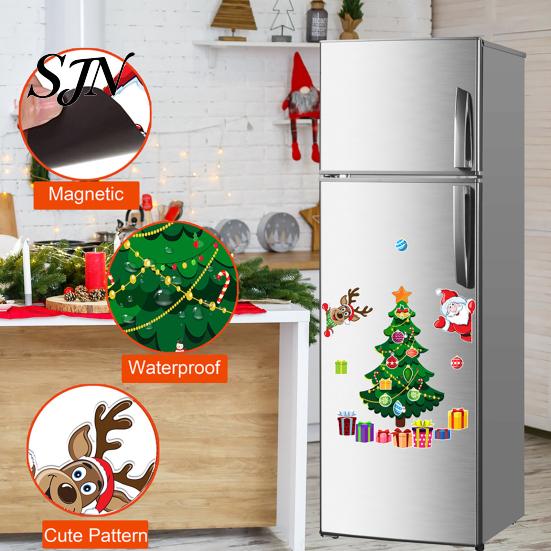 Home Security Door Decor Christmas Fridge Magnets, Soft Magnetic Santa & Tree Stickers, Reusable Party Supplies Holiday Magnet Ornaments for