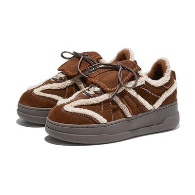 AIYUQI  New Winter Women's Sneakers Fleece-lined Flats Dexun Women Shoes Genuine Leather, Stylish, Non-slip Female Shoes