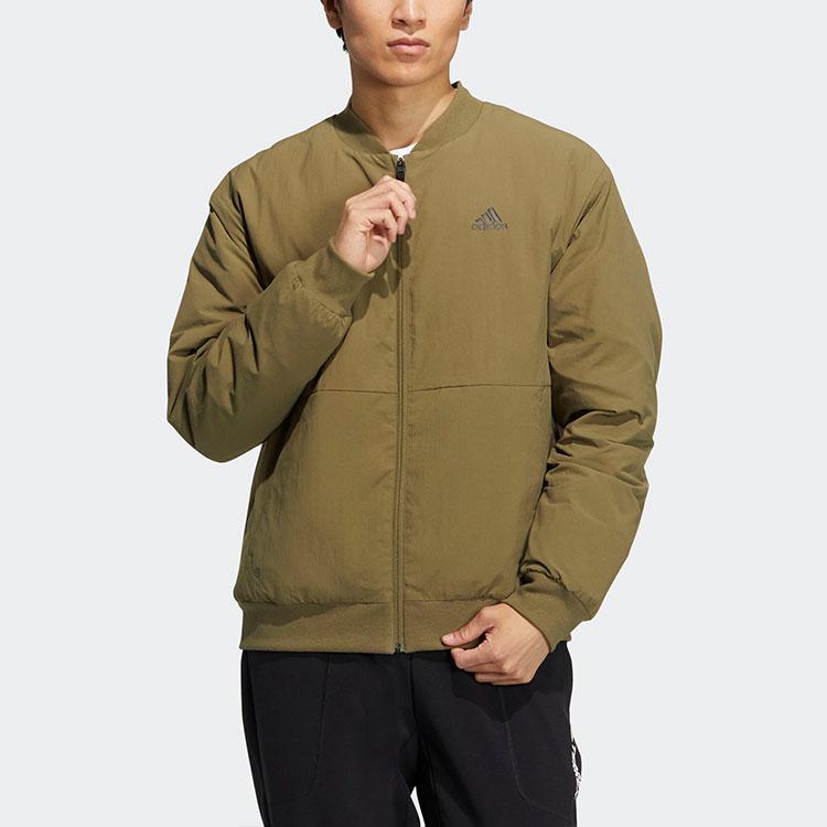 Adidas Solid Color Baseball Collar Zipper Down Jacket Men Jackets Green HN2142