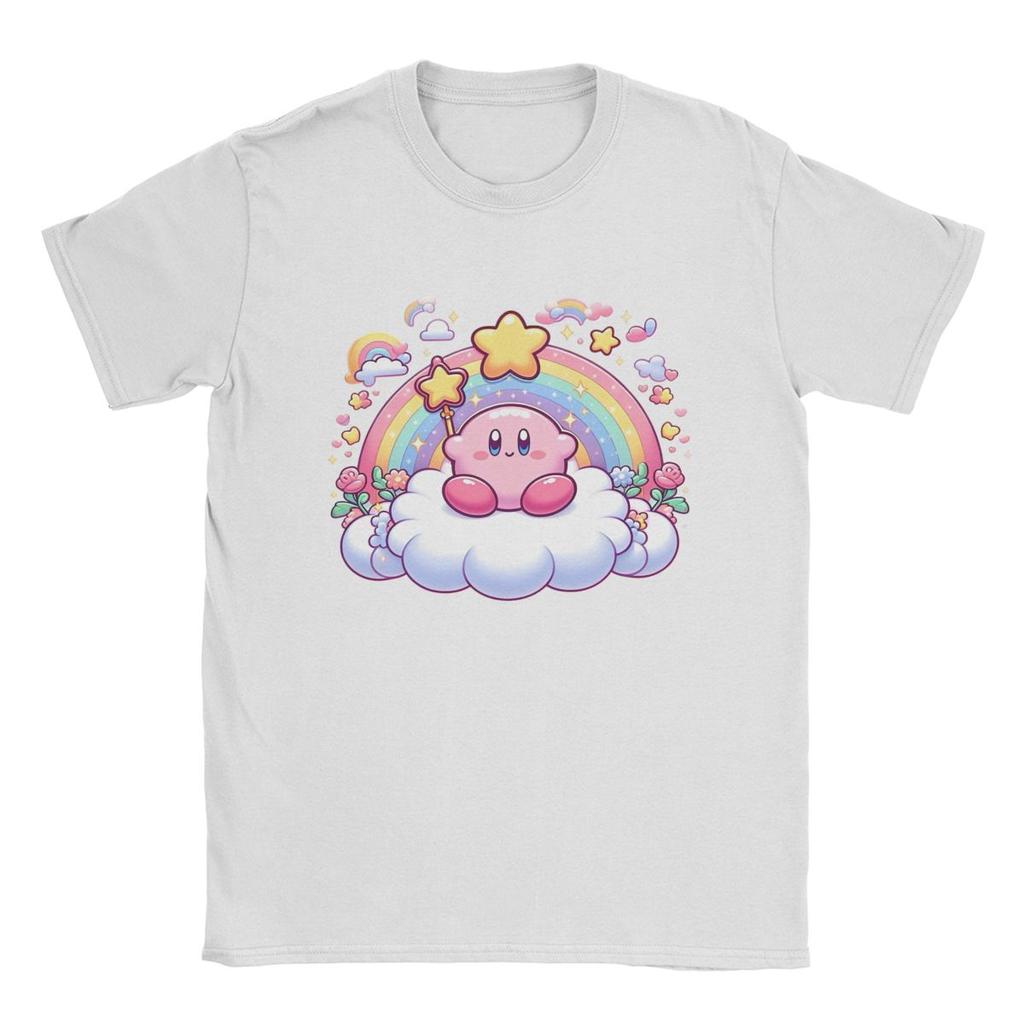 Kirbys Retro Japanese T-Shirts Men Women Nostalgia Childhood ACT Game Awesome Pure Cotton Tees Round Neck T Shirt Clothes