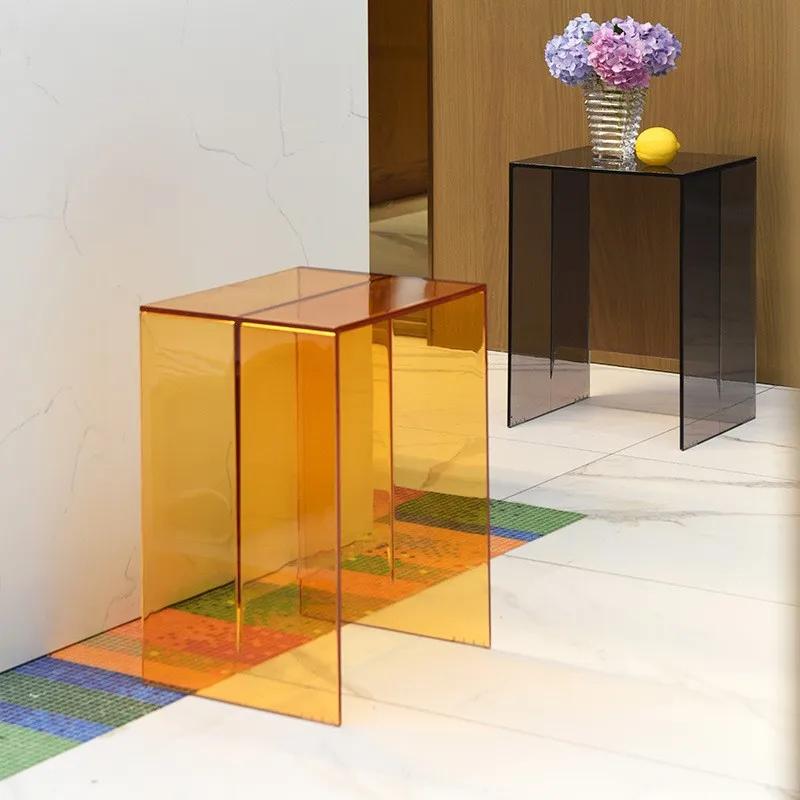 Nordic Acrylic Sofa Side Table Living Room Home Minimalist Mini Coffee Table Ins Creative Transparent Bedside Small Table