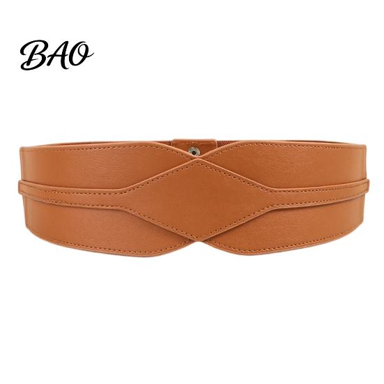Hidden Buckle Waist Shaper Women's Faux Leather Belt, Wide Elastic Waistband with Metal Stylish Corset for Date Parties Buckle, No-Hole Slimming Band