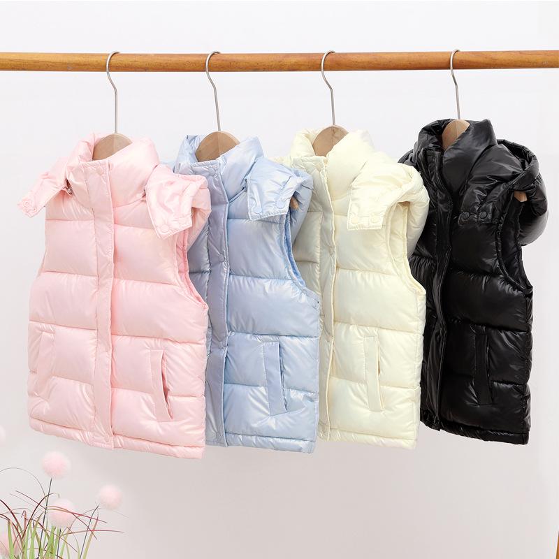 Kids' Hooded Down Cotton Vest: Thickened Sleeveless Jacket for Girls (Autumn/Winter).
