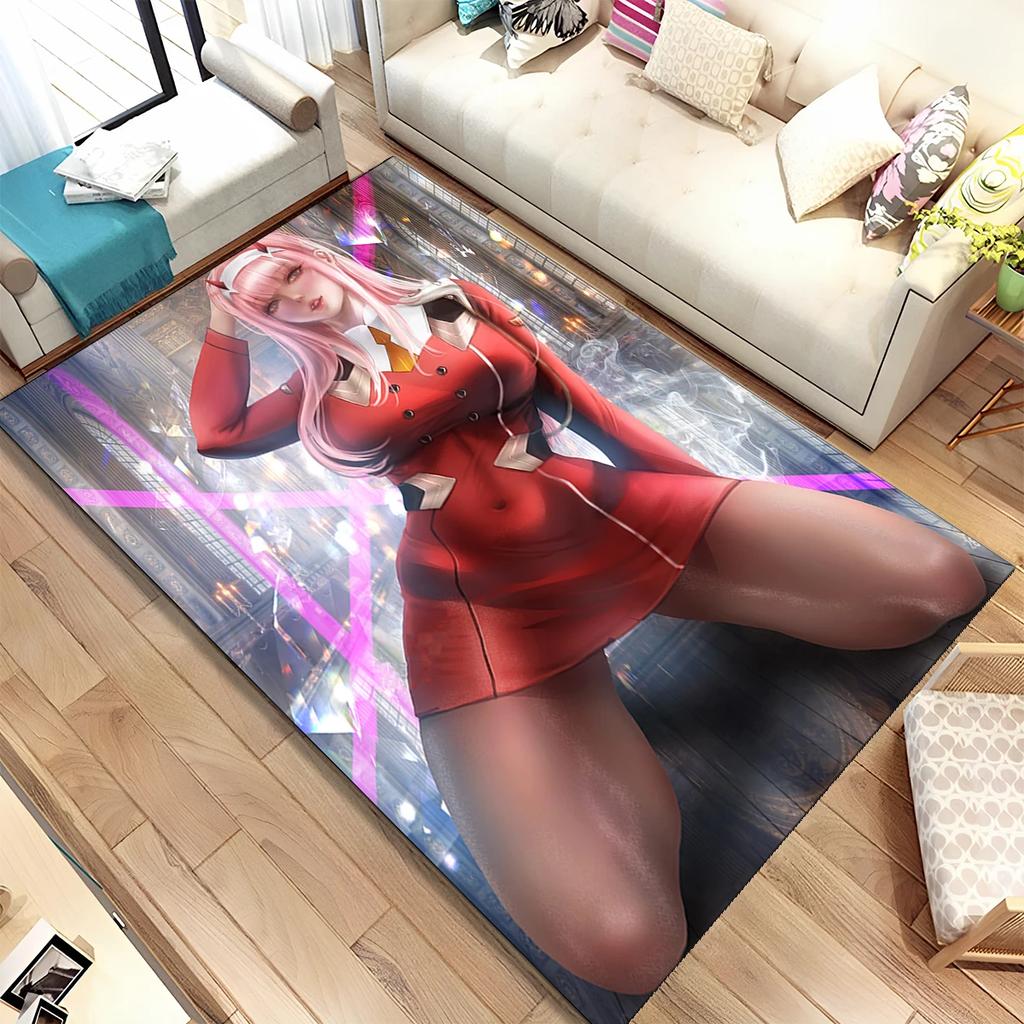 Tappeto Area Sexy Girl Zero Two DARLING In FRANXX, Tappeto per Casa Soggiorno Camera da Letto Divano Zerbino Decorazione, Tappetino Antiscivolo per Bambini Regalo