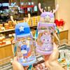 Large Capacity Kids Water Bottle for School Children Cartoon Backpack Strap Straw Cup 500ml KTY