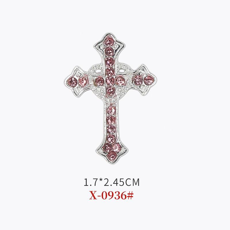 Alloy Cross Rhinestone Nail Decor: Luxurious Retro Punk Style, Super Shiny Metal & Large Rhinestones for Trendy Nail Art