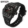 Sanda Dual-Movement Barrel Watch: Luminous Alarm, Large Dial, Multifunctional Student Watch.