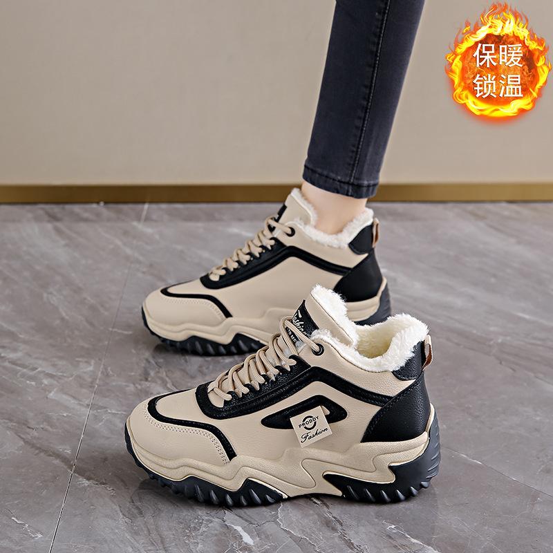 

Зимние бархатные высокие ботинки детские корейские версии универсальные утолщенные теплые хлопковые ботинки на толстой подошве спортивные туфли для пап 1307 35