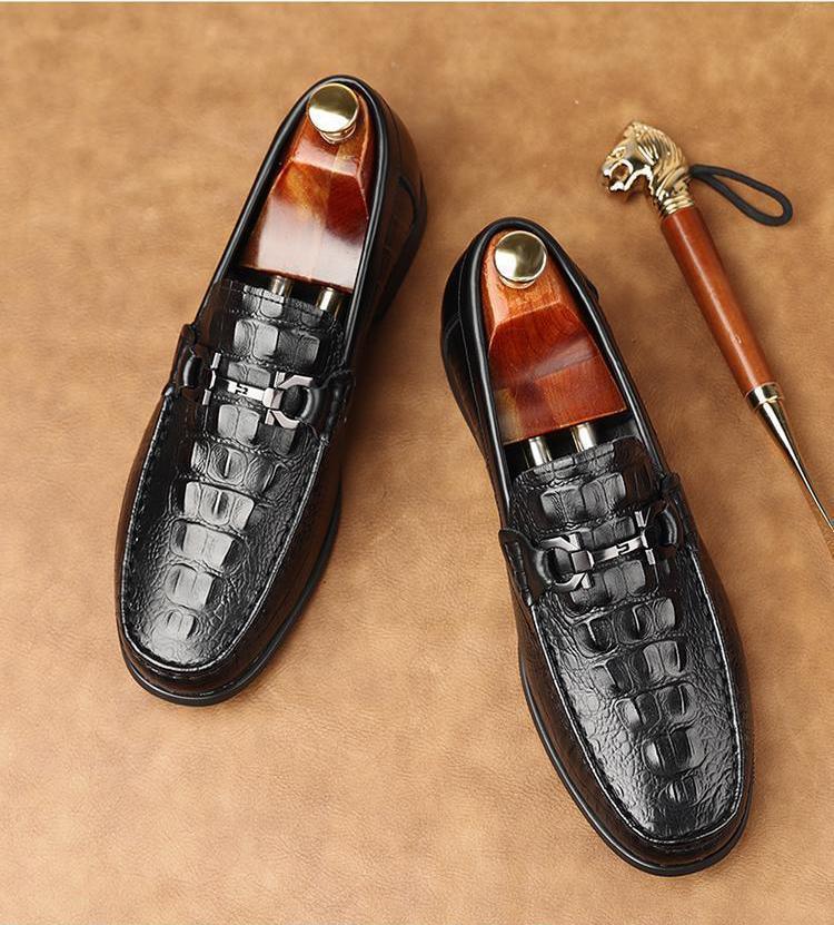 Fashion Fashion New Slip On Loafers New Men's Alligator Pattern Patent Leather Shoes Designer Formal Wedding Dress Homecoming Footwear