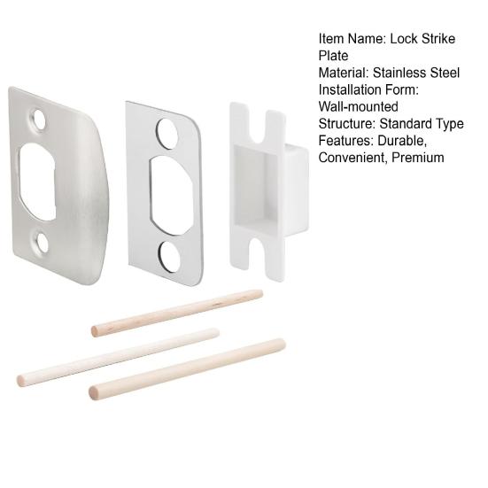 Door Lock Strike Plate with Spacer Shim Wood Dowels Strips Stainless Steel Door Strikes Latch Restorer Kit Universal Security Striker