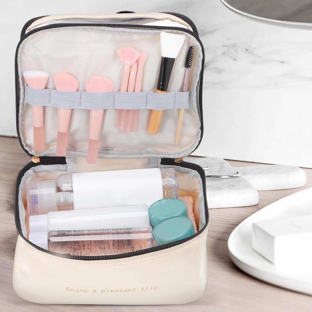 Frcolor Makeup Travel Cosmetic Travel Toiletry Large Capacity Cosmetic Cosmetic Storage Makeup Travel Toiletry Travel Pouch Pouch, Bag, Double-Layer