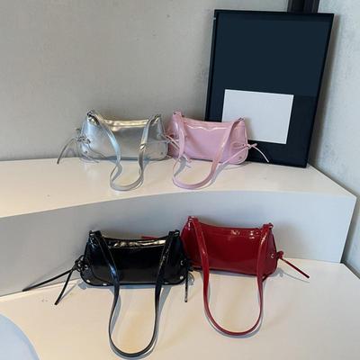 Vintage Bow Tie Decor Solid Color Underarm Shoulder Bag Fashion PU Leather Adjustable Strap Zipper Crossbody Bag For Dates Outing Parties CLE