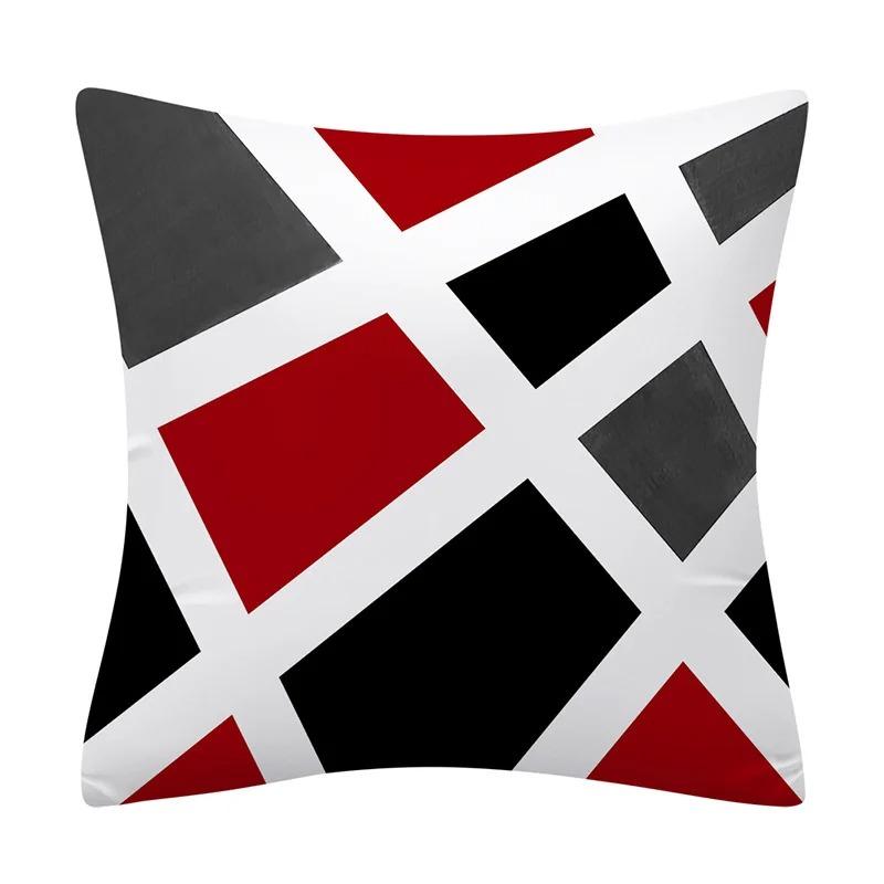 Geometric Red and Black Wave Decorative Pillowcase Car Ornaments Office Living Room Sofa Home Pillowcase
