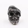 European-American Retro Stainless Steel Beard Skull Ring - Punk Festival Gift, Hip Hop Accessory