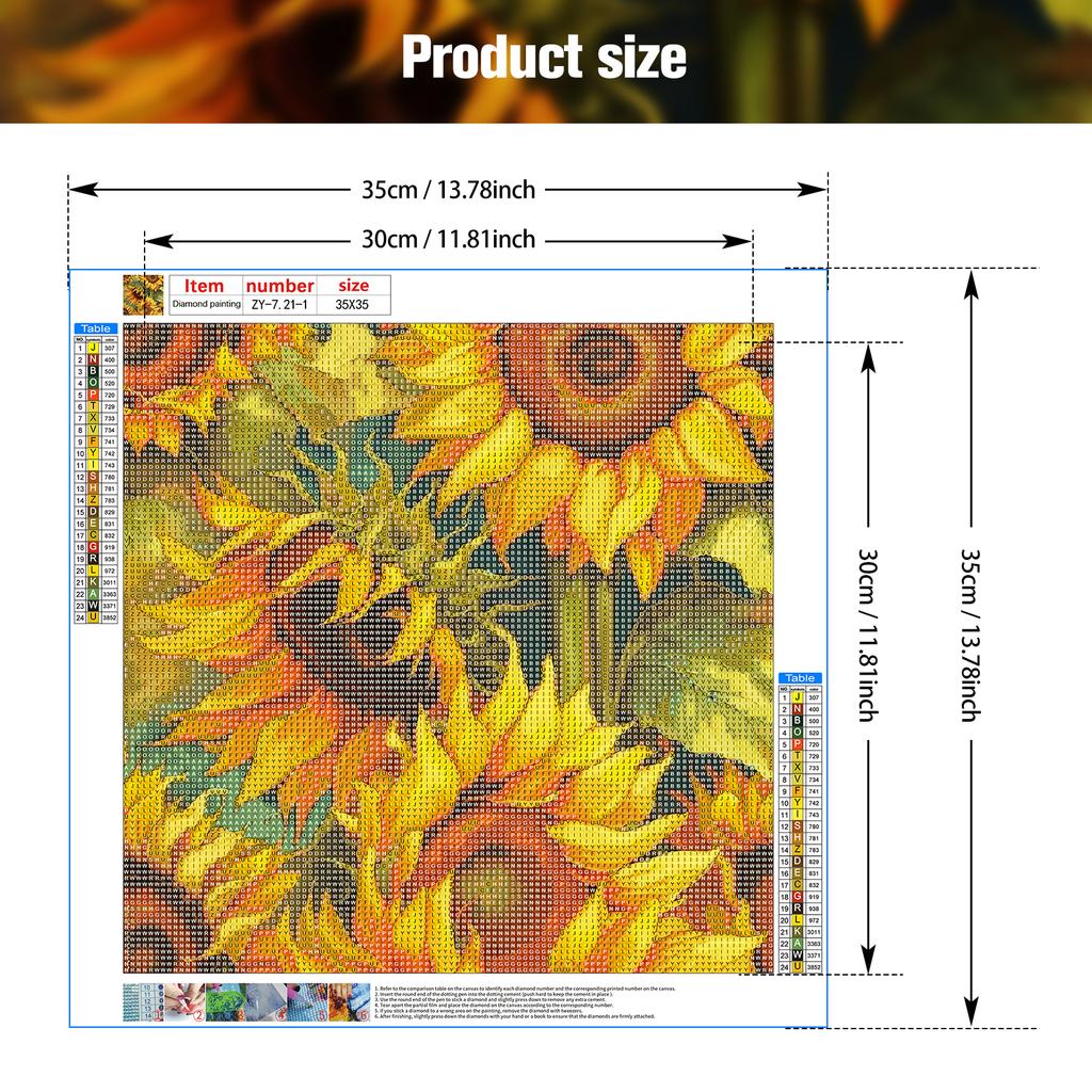 Sunflower Flowers Diamond DIY Paintings DIY Sticky Tools Wall Decorative Painting for Living Room Bedroom Study