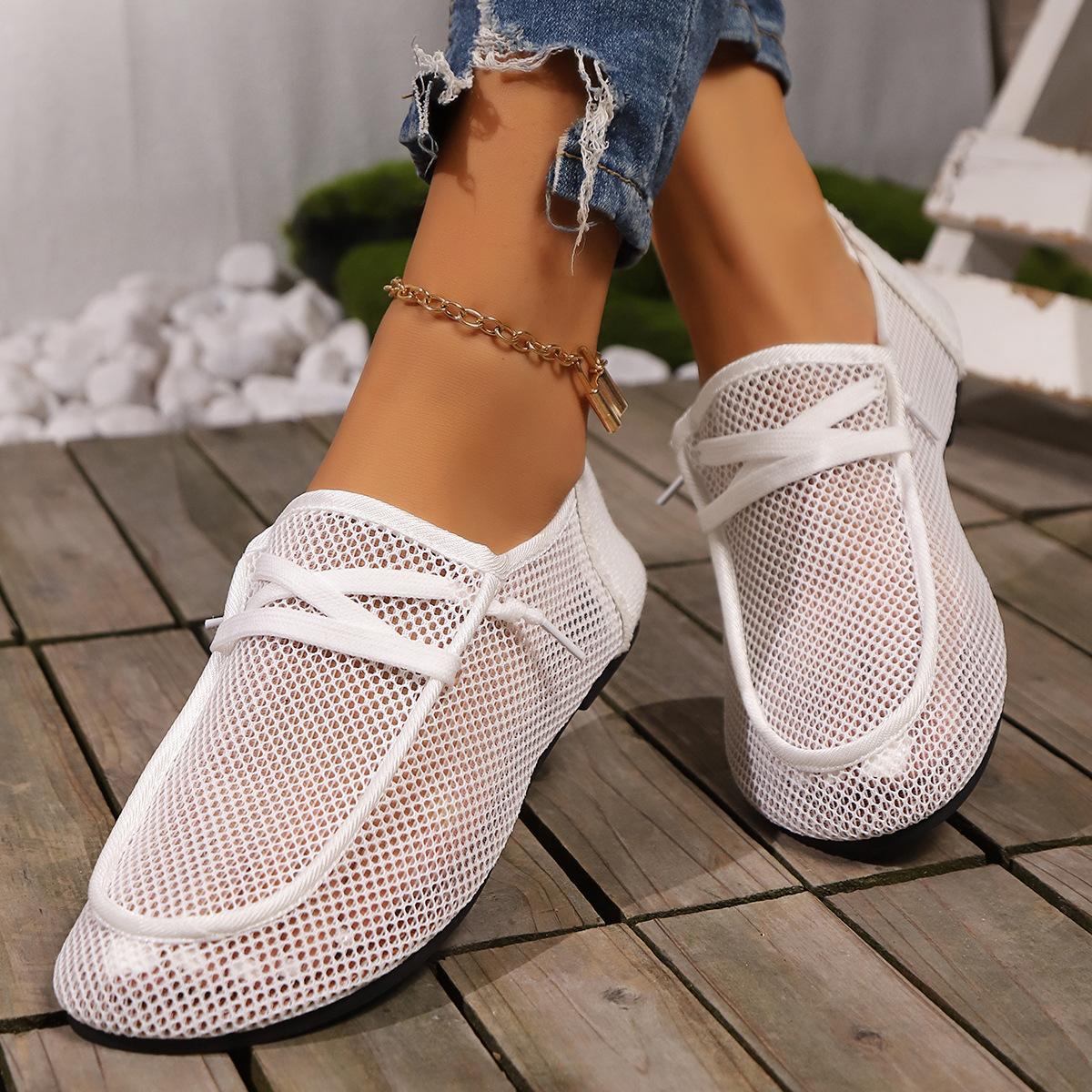 

Мода 2024 года, летние сандалии De Mujer, удобные туфли на низком каблуке, белые повседневные туфли на плоской подошве, сетчатые дышащие кроссовки, нескользящие женские туфли Zapatos 41