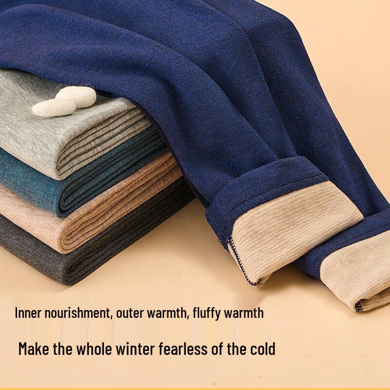 Hengyuanxiang Men's Winter Wool Thermal Base Layer Pants