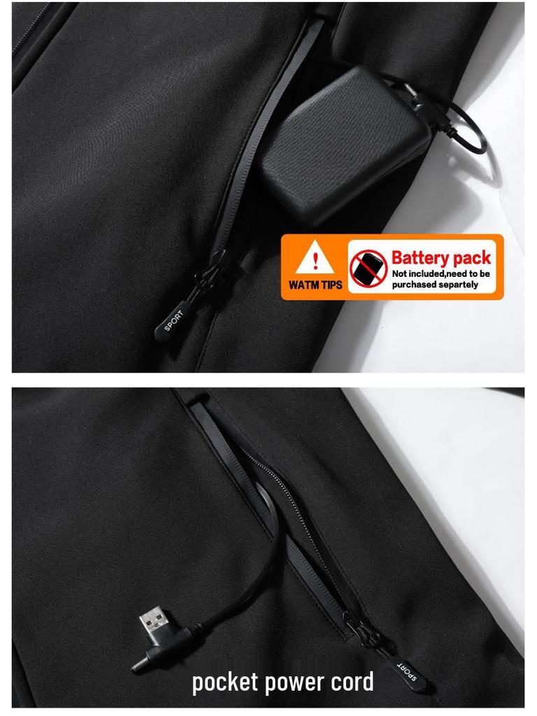 21st District Smart Beheizte Softshelljacke - USB Elektrische Fleecegefütterte Windjacke für Outdoor Radfahren & Angeln Wärme