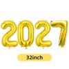2027 Number Foil Balloons 16/32 Inch Multicolor Floatable Decor for New Year Christmas Graduation Party