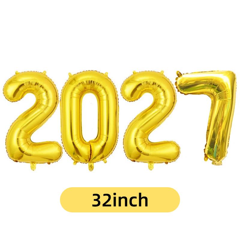 2027 Number Foil Balloons 16/32 Inch Multicolor Floatable Decor for New Year Christmas Graduation Party