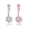 Damen Hübscher Kristall 4 Strass Bauchnabel Piercing Hantelring Körperpiercing