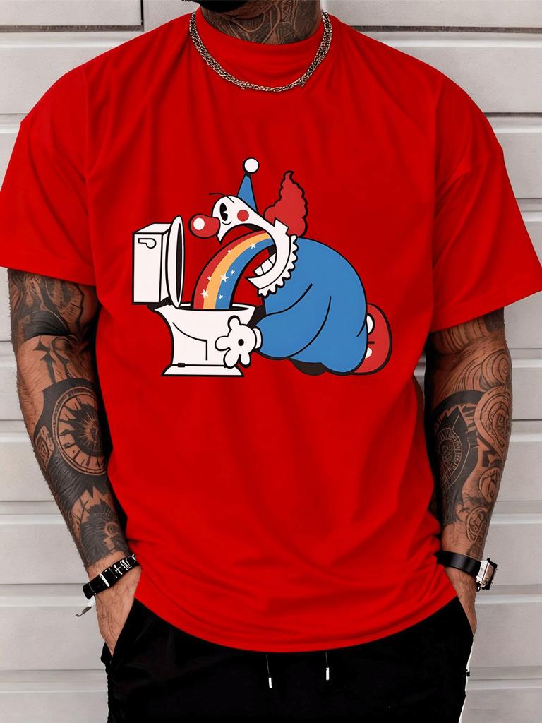 Unisexs Funny Clown Toilet Rainbow Graphic T Shirt Cartoon Streetwear Short Sleeve O Neck Cotton Hip Hop Casual Summer Tee For Unisex