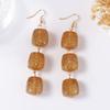 Geometric Square Color Resin Splicing Drop Earrings for Women Ladies Trend Ethnic Style Hook Earrings Holiday Jewelry Wholesale