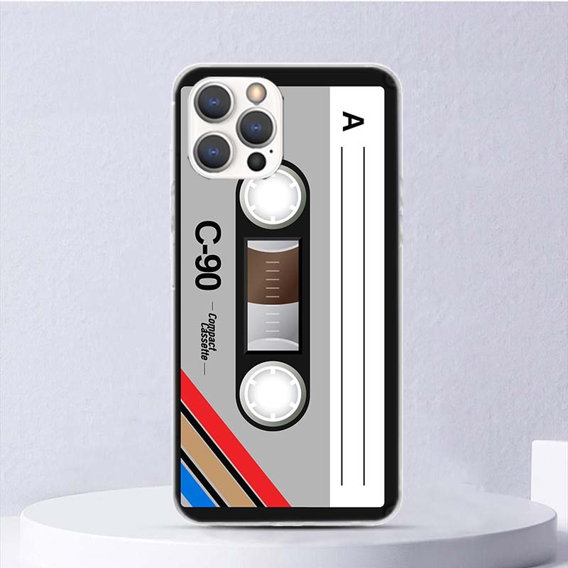 Vintage Magnetische Alte Band Kassette Weiche Fall Für iPhone 11 12 13 Mini 14 Pro Max Apple Telefon Abdeckung X XS XR SE 7 Plus 8 + 6 6S 5S