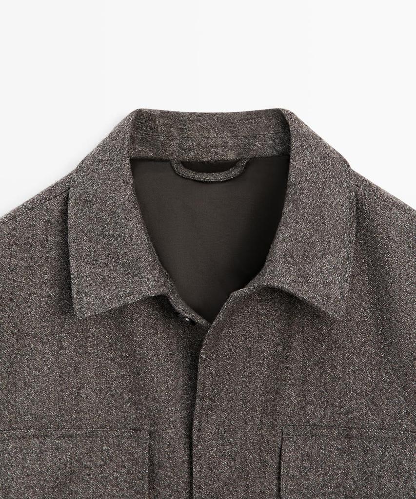 Massimo Dutti Herringbone Wool Blend Cardigan