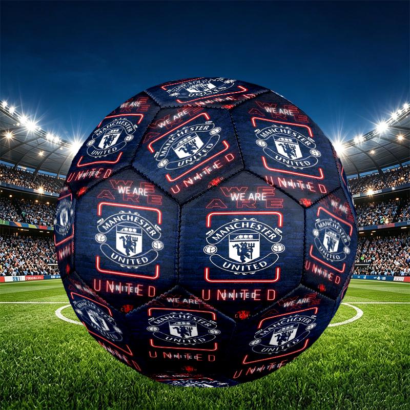 Manchester United F.C Print Size 5 Soccer Ball, PU Wear Resistant Football for Match Training and Daily Practice, Birthday Gift for Soccer Fans