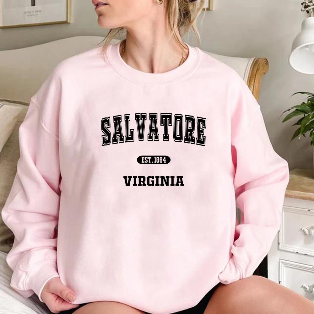Mystic Falls Sweatshirt Salvatore Sweatshirts Vampire Diaries Luvtröja Unisex långärmade tröjor Dam Casual Grafiska Hoodies