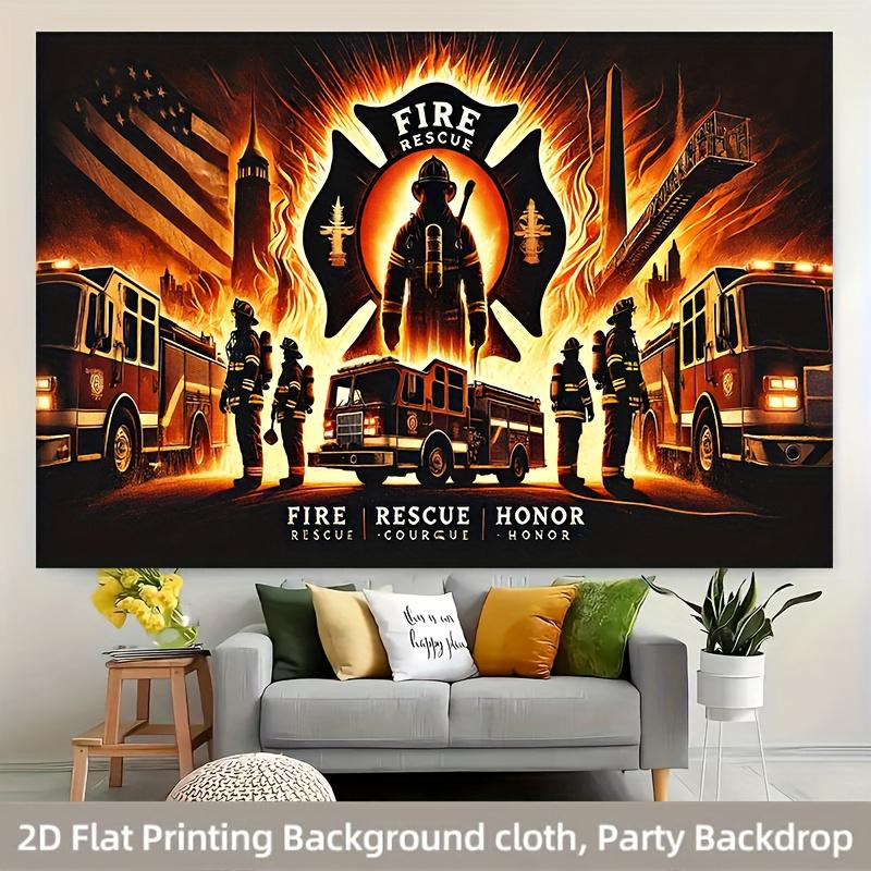 1 piece firefighter bravely fighting the fire party banner no need for power living room bedroom aesthetic tapestry