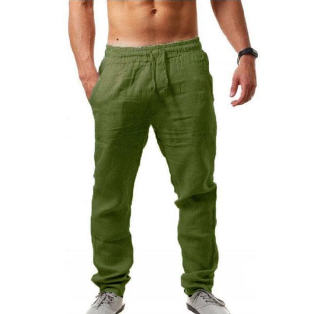 Pantaloni Estivi da Uomo Coreani in Lino Traspiranti Monocolore Comodi Pantaloni Fitness Yoga Jogging Pantaloni della Tuta Streetwear