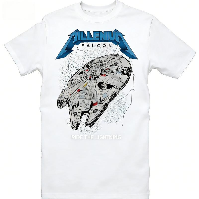 2026 Star Wars Mash-up - Millennium Falcon Poster Pattern Design for Children's Clothing T-shirt. Comfortable High-quality