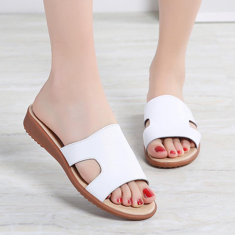 open toe slip on sandals
