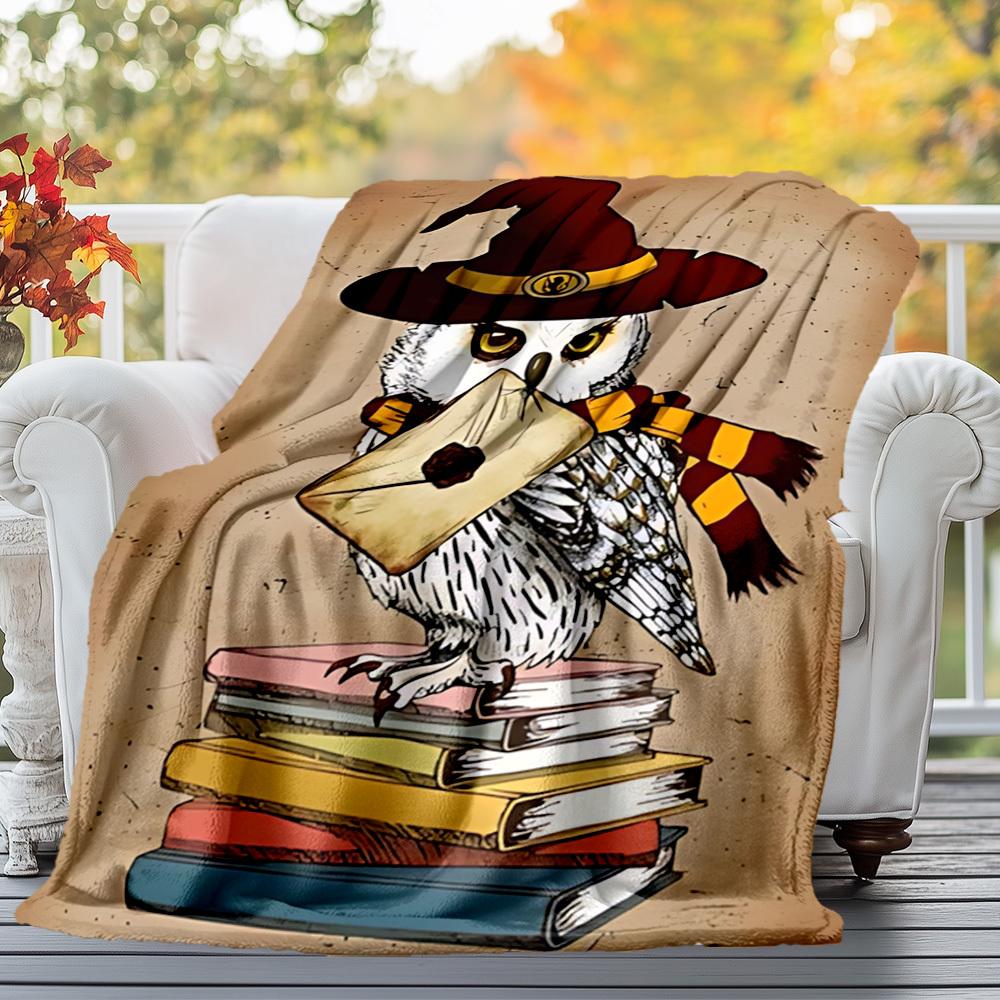 1pc Hogwarts owl wisdom Outdoor Flannel Throw Blanket All Season Soft Warmth,Home Decor 1031202