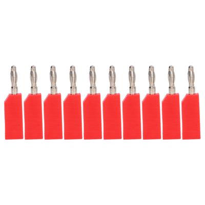 10PCS Fiche Banane 4mm PE Laiton Connecteurs Sans Soudure Accessoires de Test Électrique J.10030Rouge