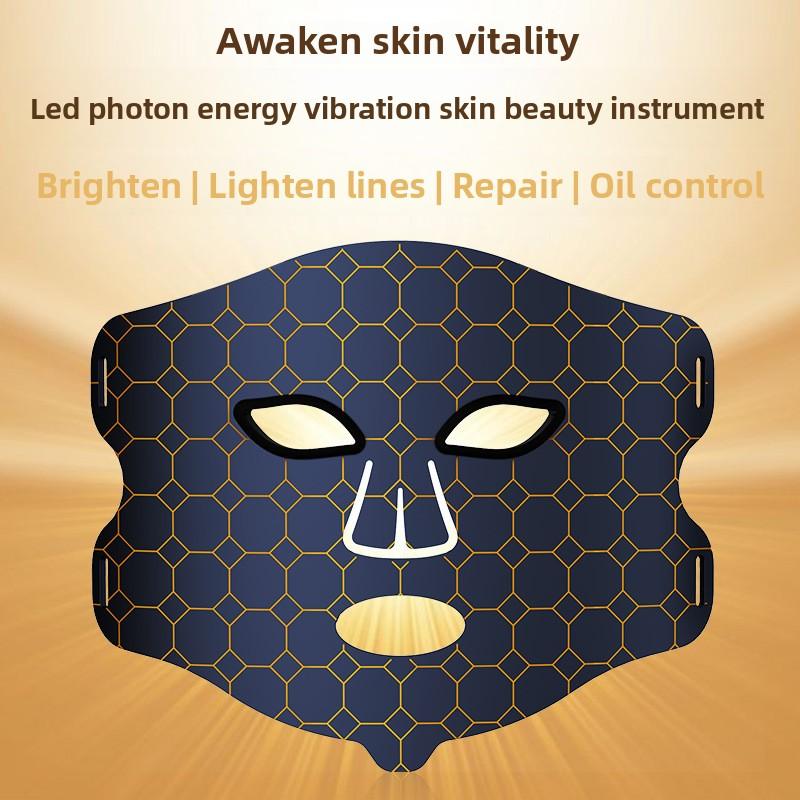 Color Light Silicone Mask Beauty Instrument LED Red and Blue Light Household Facial Skin Rejuvenation Photon Skin Rejuvenation Mask Beauty Instrument