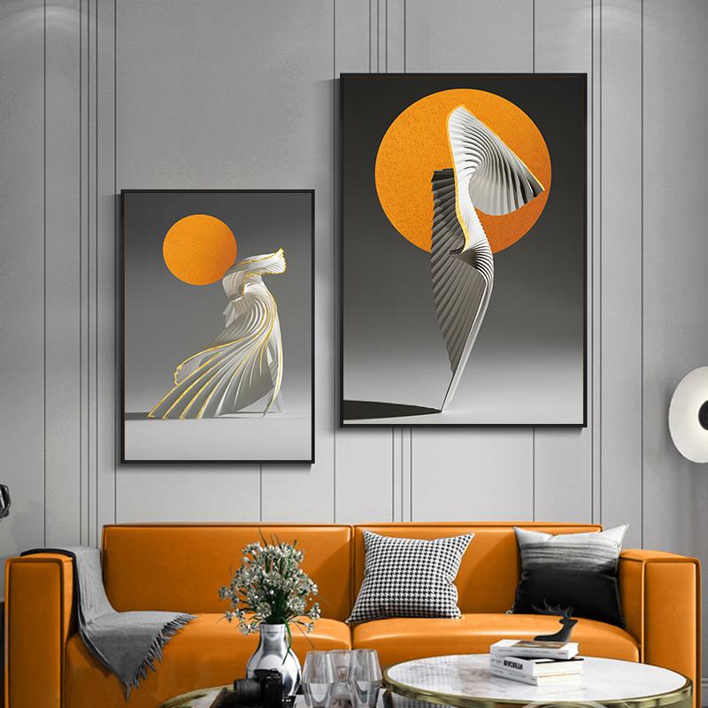 Orange Sonne Leinwand Poster Kreative Abstrakte Wand Kunst Malerei Nordic Poster und Drucke Wand Bilder für wohnzimmer Wohnkultur