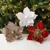 New 20cm Christmas Flowers Large DIY Poinsettia Glitter Flower Fake Flowers Merry Christmas Xmas Tree Decorations